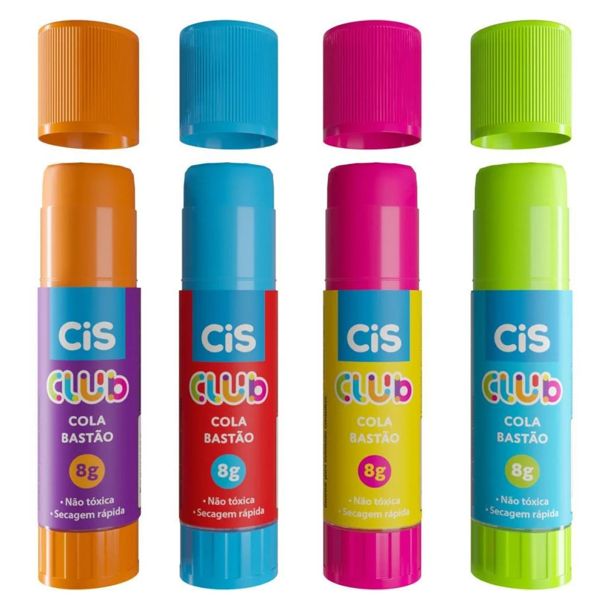 Cola Bastao Club 8gr com Secagem Rapida - Cores Sortidas - Cis