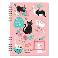 Planner Compacto Mensal 90g 14,5x20,5cm com 32 Folhas Gatos - Fina Ideia