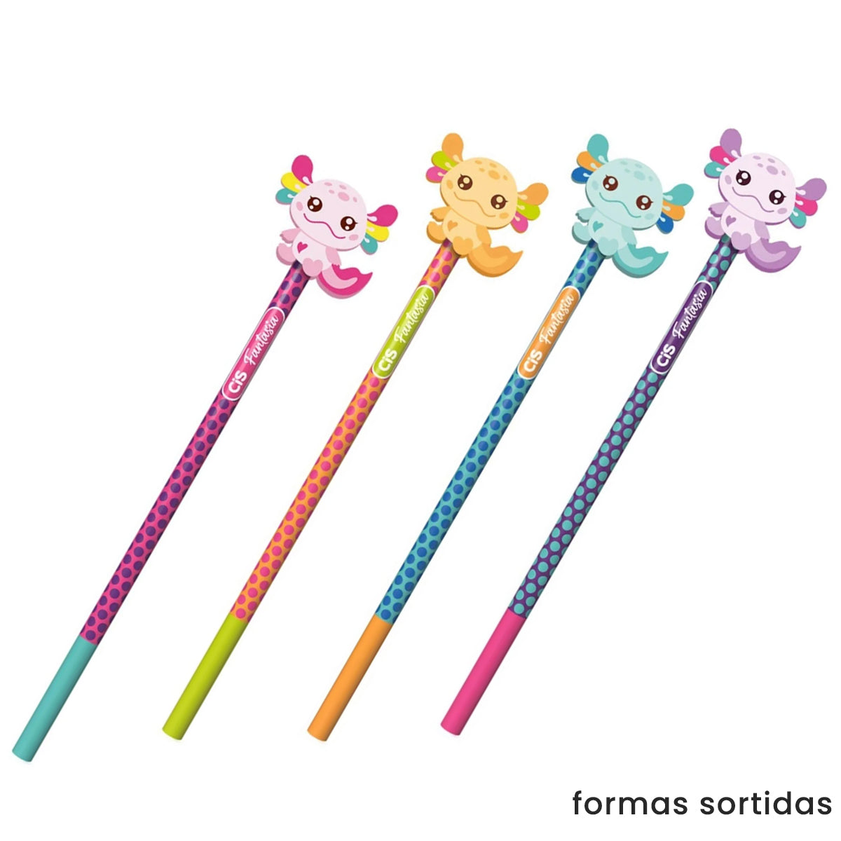 Lapis de Grafite Fantasia Axolote Hb com Borracha - Sortidas - Cis