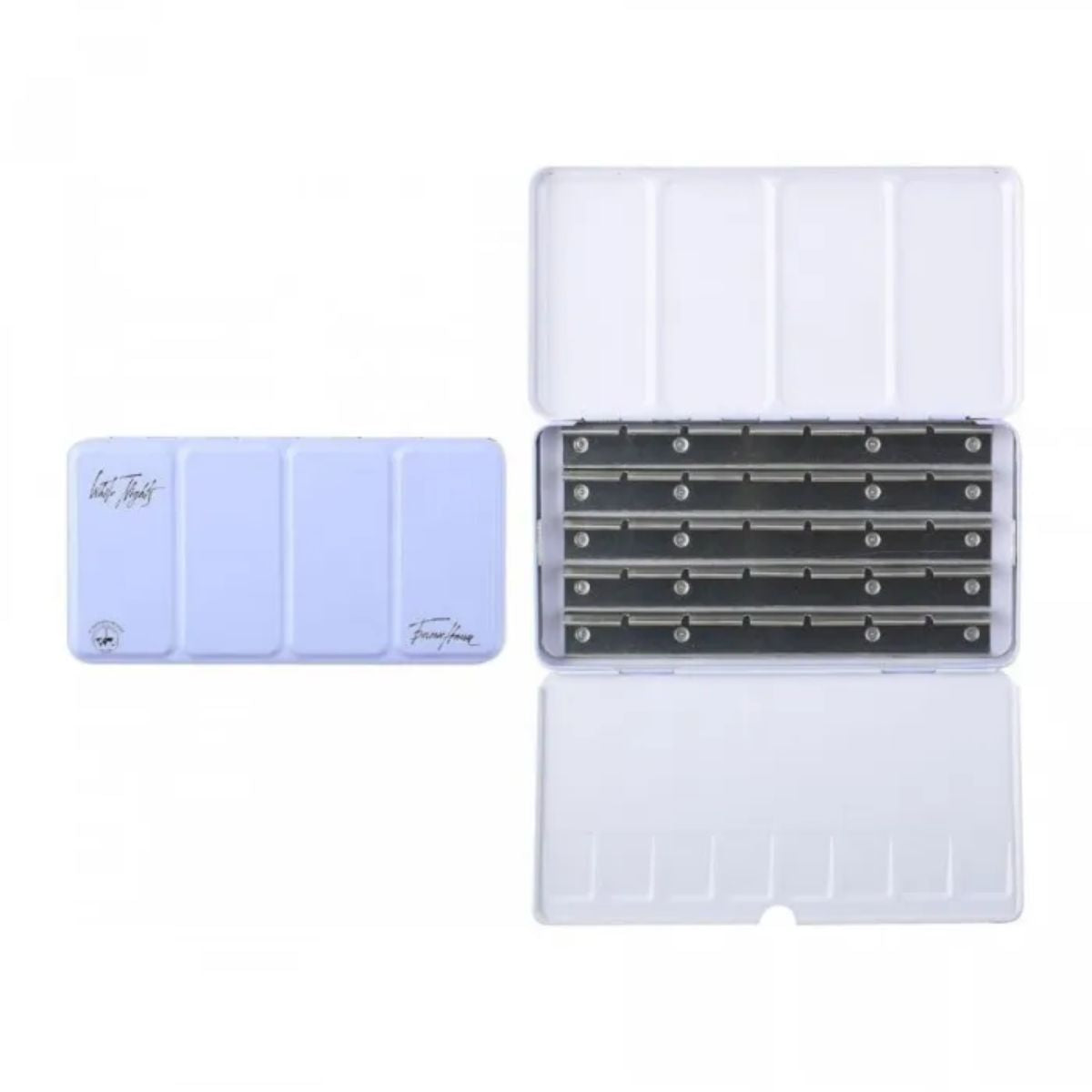 Estojo de Metal Vazio Nevskaya Palitra com Tampa para 35 Pastilhas de Aquarela White Nights