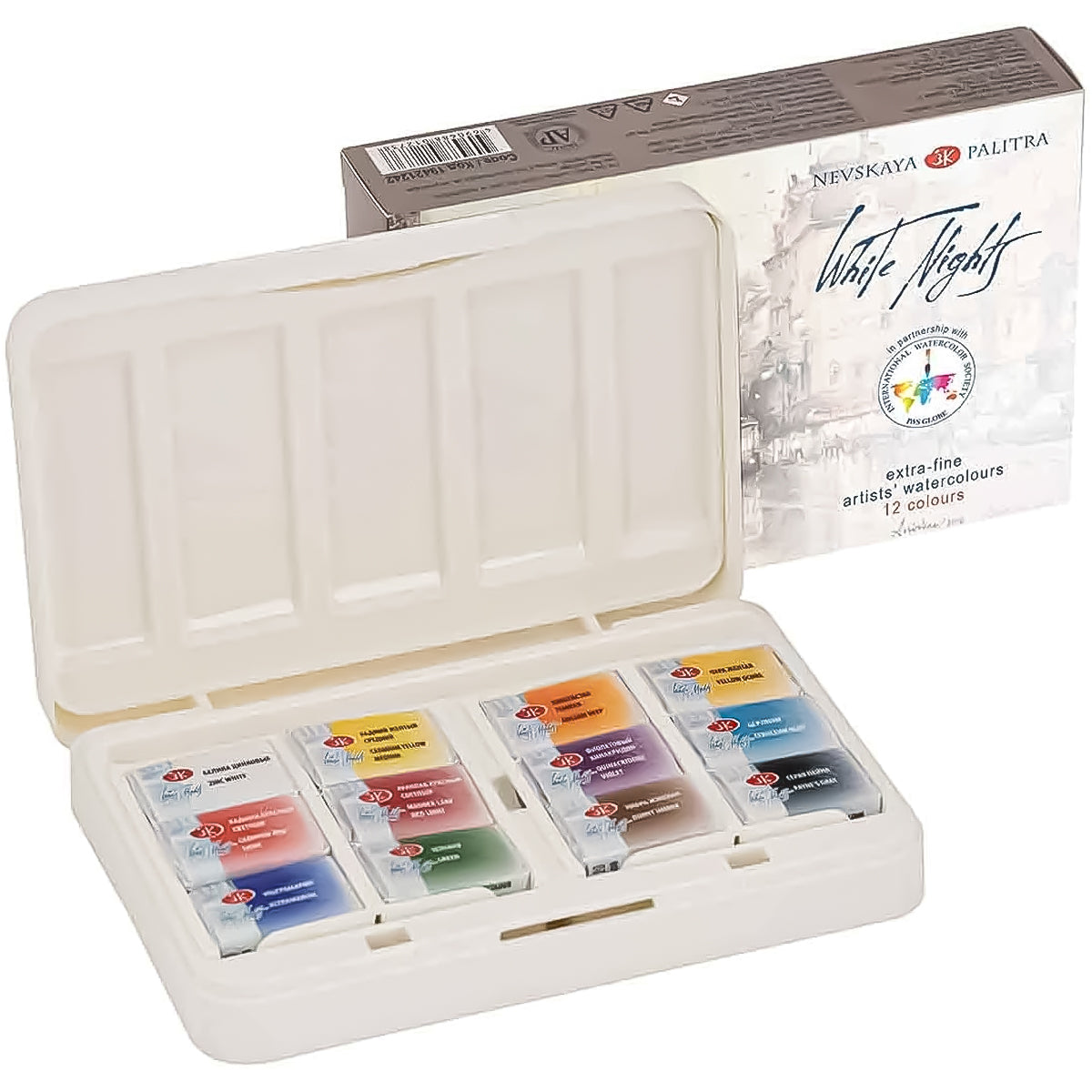 Estojo Aquarela Nevskaya Palitra White Nights Pastilha International Watercolor Society com 12 Unidades
