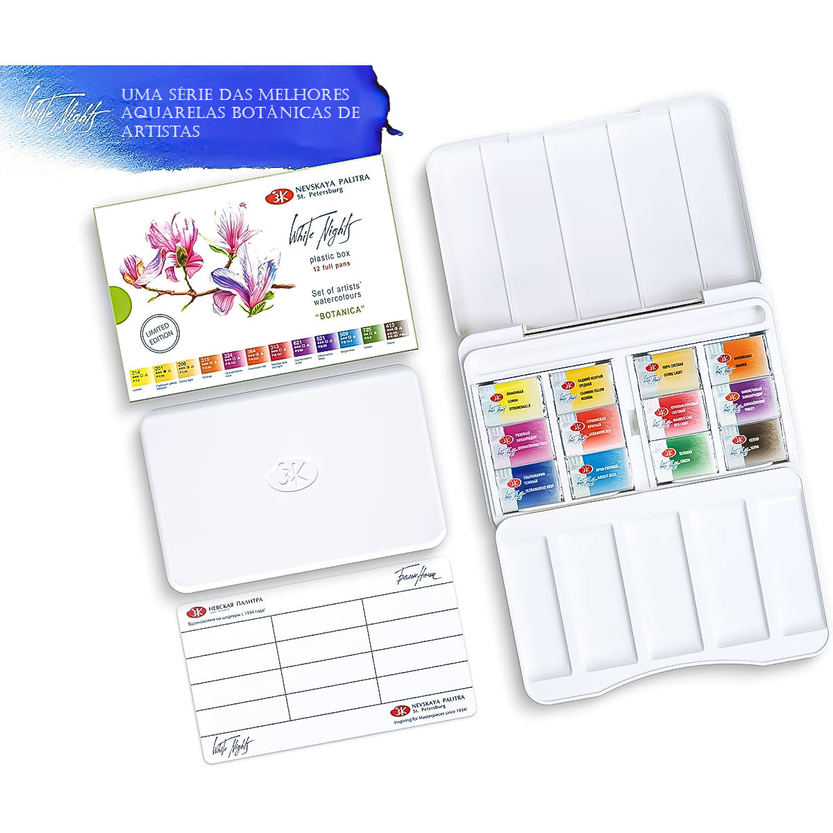 Estojo Aquarela Nevskaya Palitra White Nights Pastilha Botânica com 12 Unidades - 1874