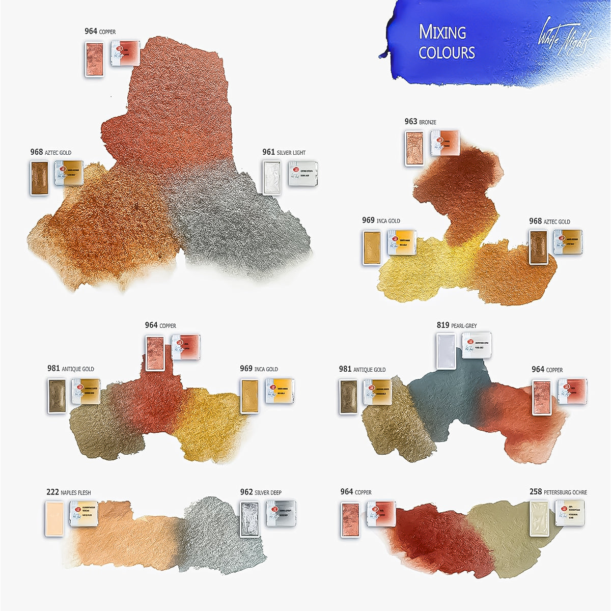 Estojo Aquarela Nevskaya Palitra White Nights Pastilha Tons Metálicas e Pastéis com 12 Unidades - 1876