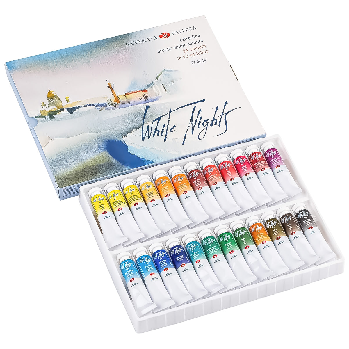 Estojo de Metal Aquarela Nevskaya Palitra Sonnet Pastilha com 10ml 24 Unidades - 1582