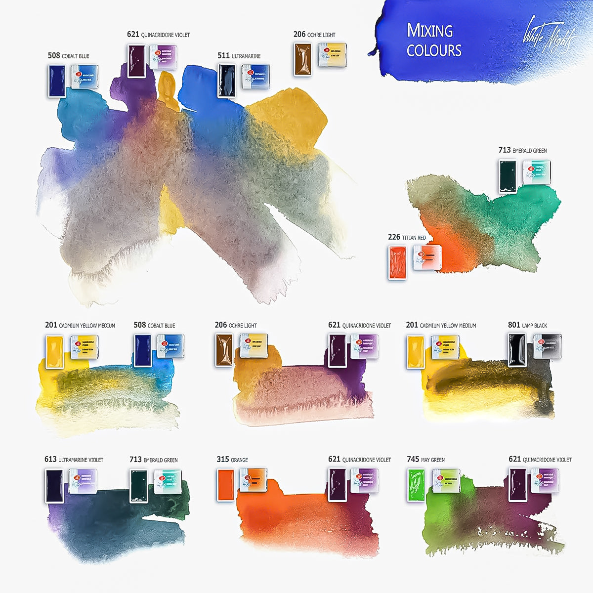 Estojo de Metal Aquarela Nevskaya Palitra White Nights Pastilha com 35 Unidades - 1563