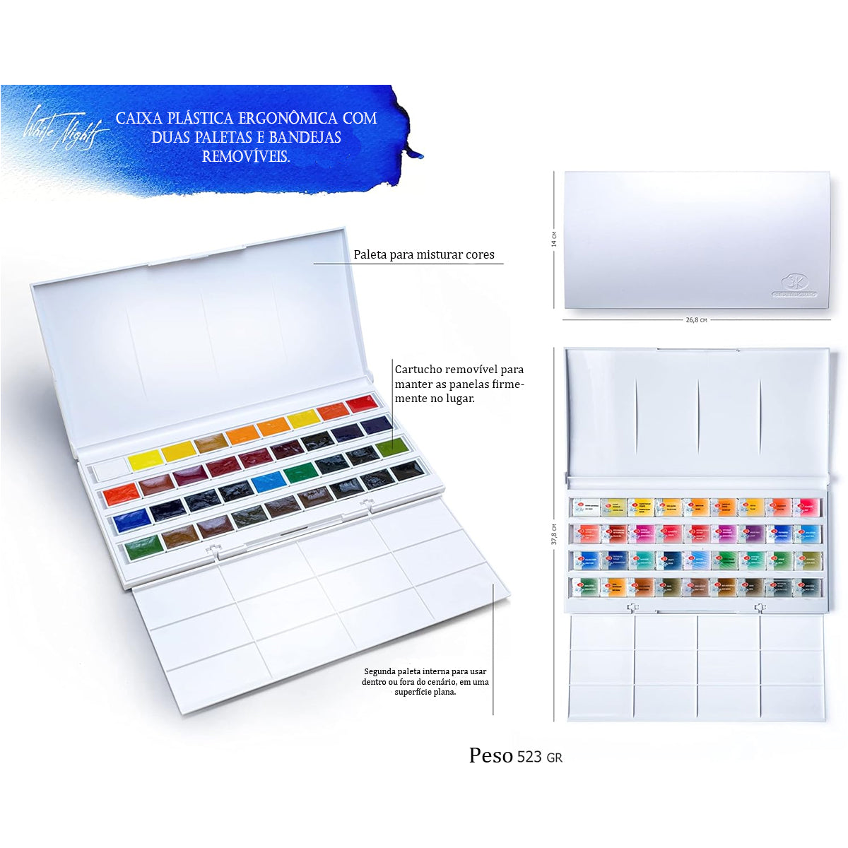 Estojo Aquarela Nevskaya Palitra White Nights Pastilha com 36 Unidades - 1581