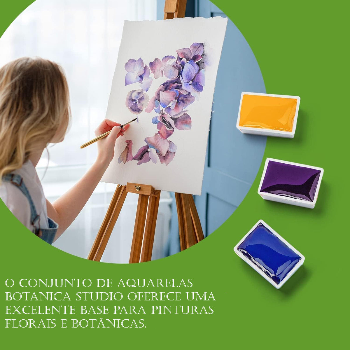 Estojo Aquarela Nevskaya Palitra em Pastilha Sonnet Botânica 12 Cores - 1880