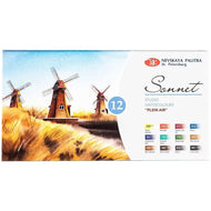 Estojo Aquarela Nevskaya Palitra em Pastilha Sonnet Plenair 12 Cores - 1879
