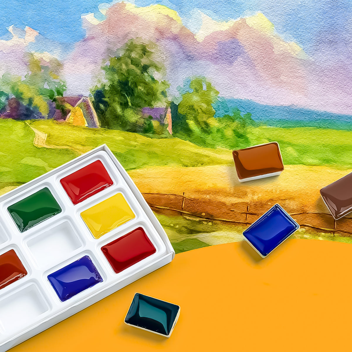 Estojo Aquarela Nevskaya Palitra em Pastilha Sonnet Plenair 12 Cores - 1879
