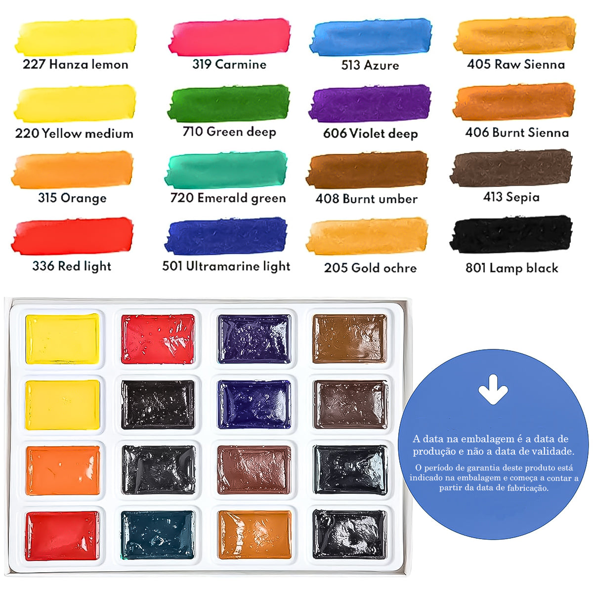 Estojo Aquarela Nevskaya Palitra em Pastilha Palitra Sonnet 16 Cores - 1138