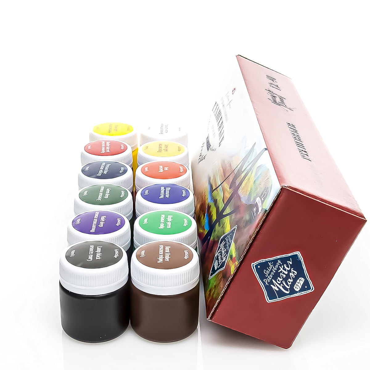 Estojo de Guache Profissional Nevskaya Palitra Master Class 40ml com 12 Cores - 1010