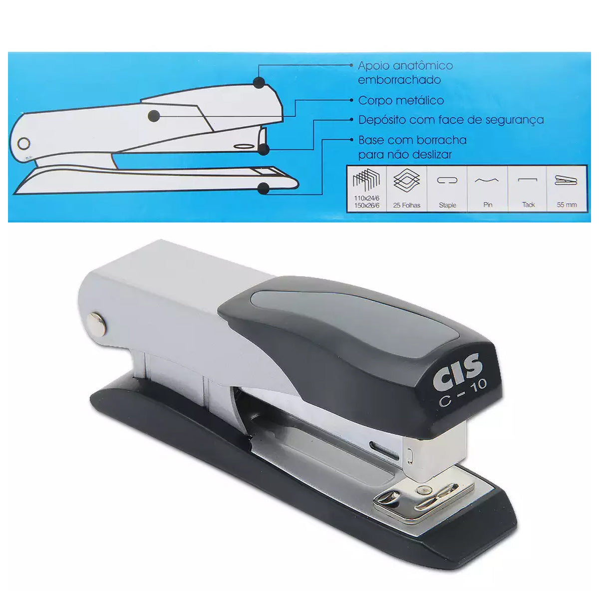 Grampeador Metalico C-5 para 12 Folhas - Cis