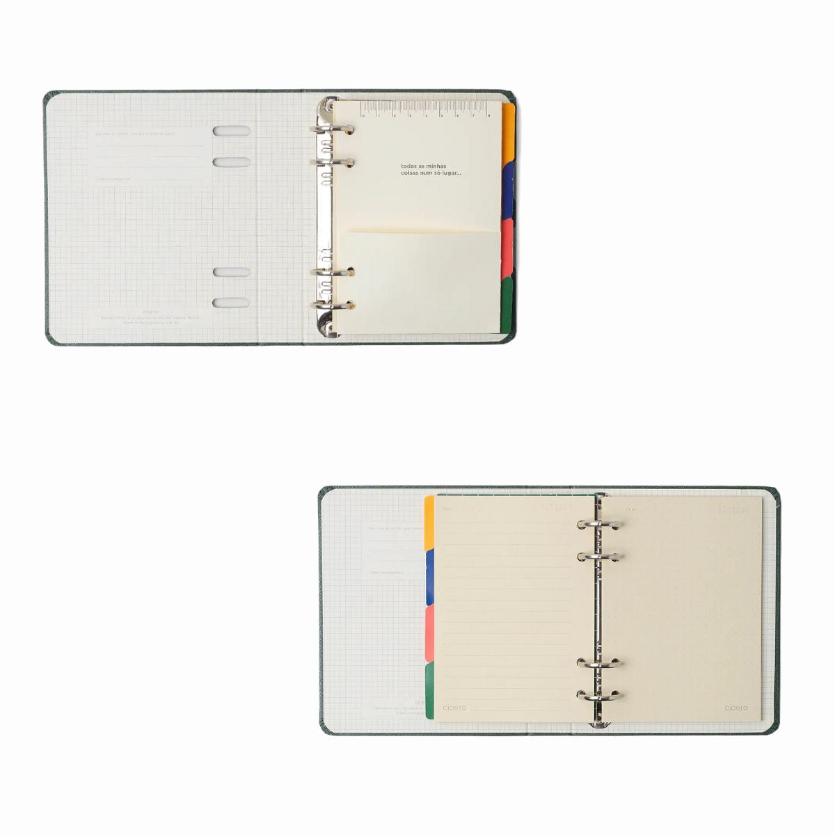 Caderno Criativo Argolado Cicero Office Duo A6 60 Folhas Pautado e Pontado - Clássica Verde Oliva