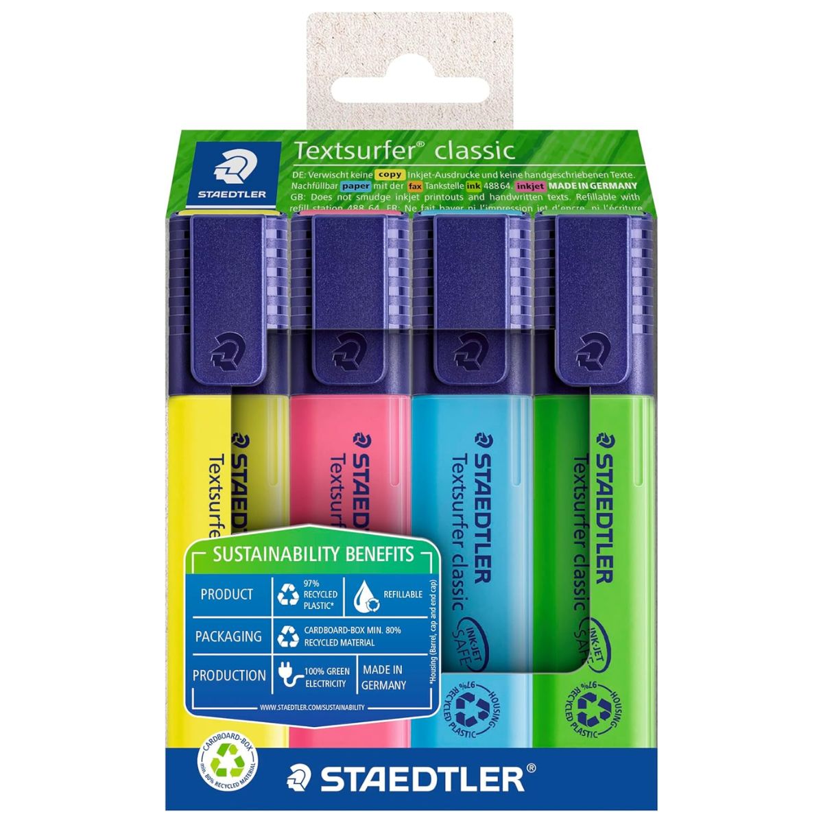 Marcador Staedtler Textsurfer Classic Reciclado com 04 Cores