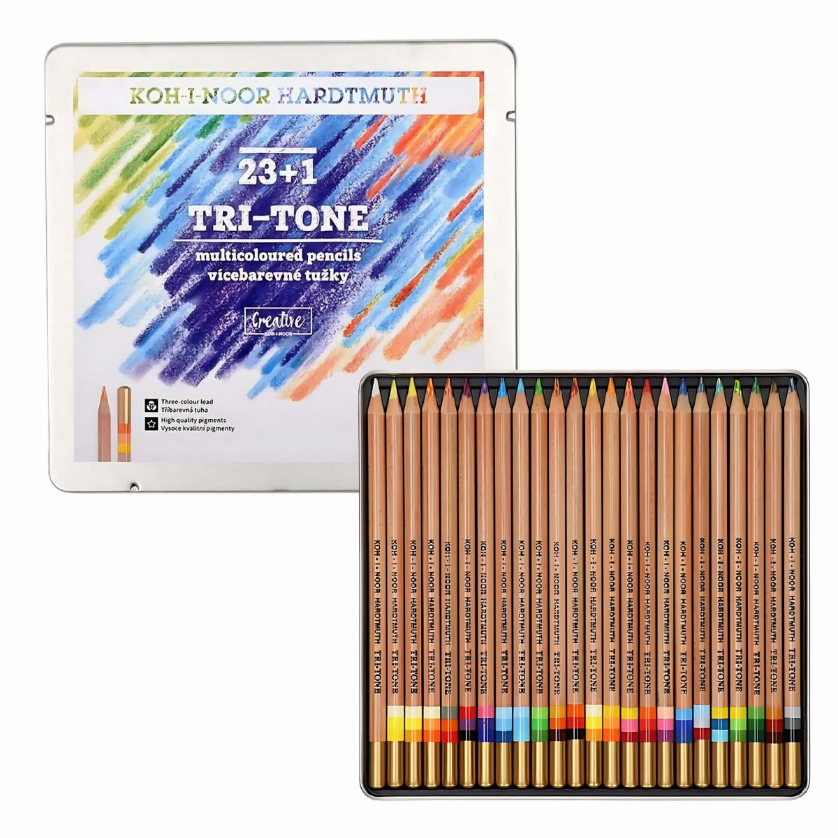 Estojo Lápis de Cor Tri-tone Multicor Lata 24 Tons - Koh-i-noor - 3444