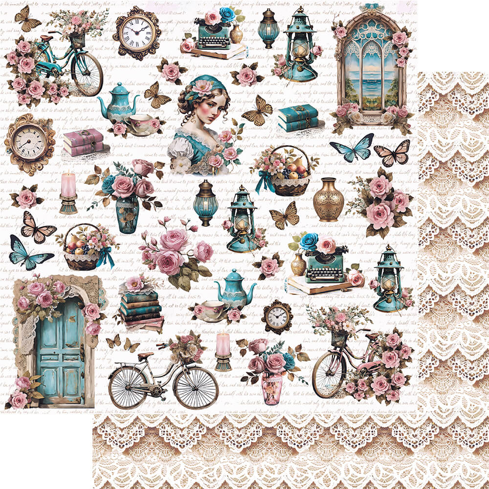 Papel para Scrapbook Dupla Face Coleção Conjunto Aconchego Vintage com Diversos 30,5x30,5cm para Scrapbook e Papelaria Criativa Sd-1367 - Litoarte