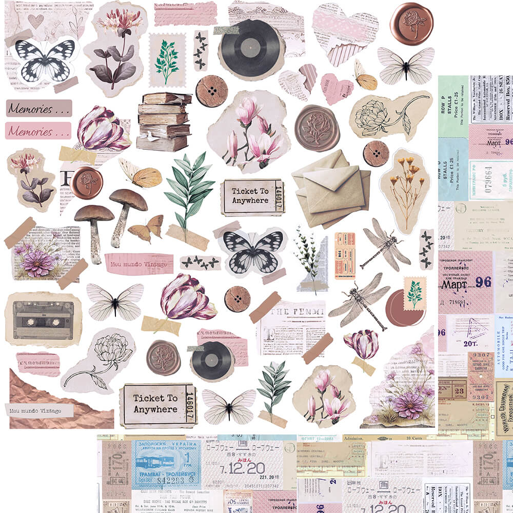 Papel para Scrapbook Dupla Face Coleção Conjunto Aconchego Vintage Diversos 30,5x30,5cm para Scrapbook e Papelaria Criativa Sd-1370 - Litoarte