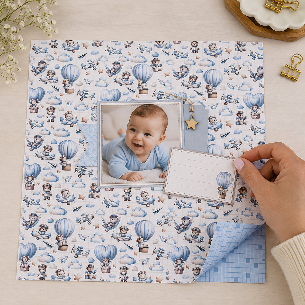 Papel para Scrapbook Dupla Face Coleção Ursinho 30,5x30,5cm para Scrapbook e Papelaria Criativa Sd-1360 - Litoarte