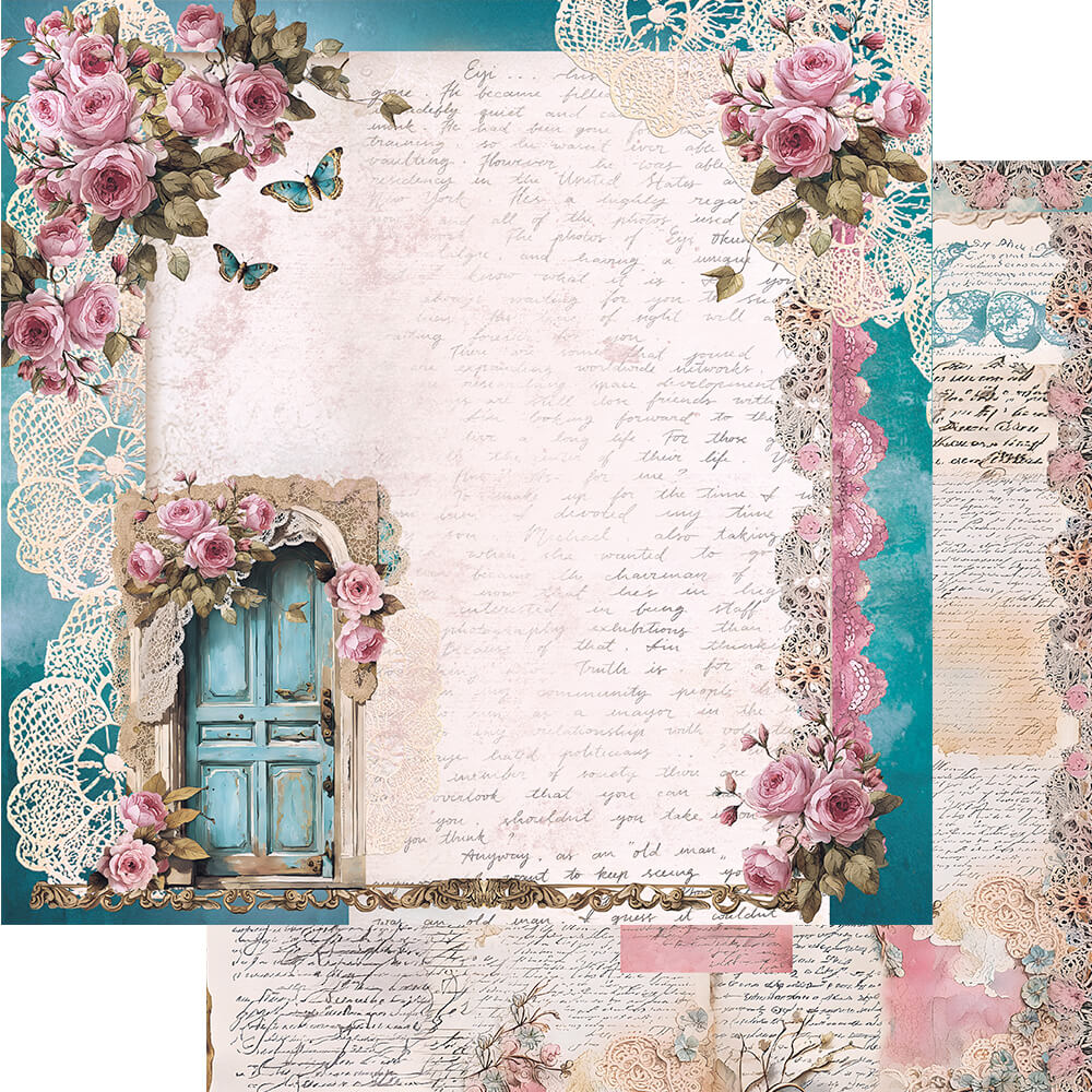Papel para Scrapbook Dupla Face Coleção Conjunto Aconchego Vintage Verde 30,5x30,5cm para Scrapbook e Papelaria Criativa Sd-1363 - Litoarte