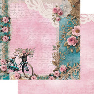 Papel para Scrapbook Dupla Face Coleção Conjunto Aconchego Vintage Rosa com Verde 30,5x30,5cm para Scrapbook e Papelaria Criativa Sd-1365 - Litoarte