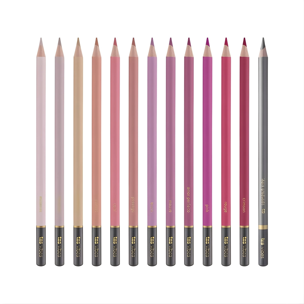 Estojo Lápis de Cor Vibes Rosa com 12 Cores + Lápis 6b - Tris