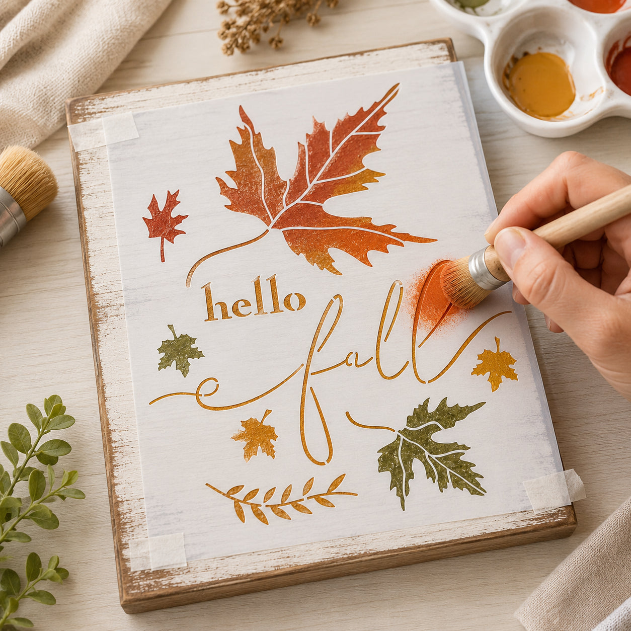 Stencil Hello Fall 17x21cm para Pintura Decorativa e Artesanato Stm-759 - Litoarte