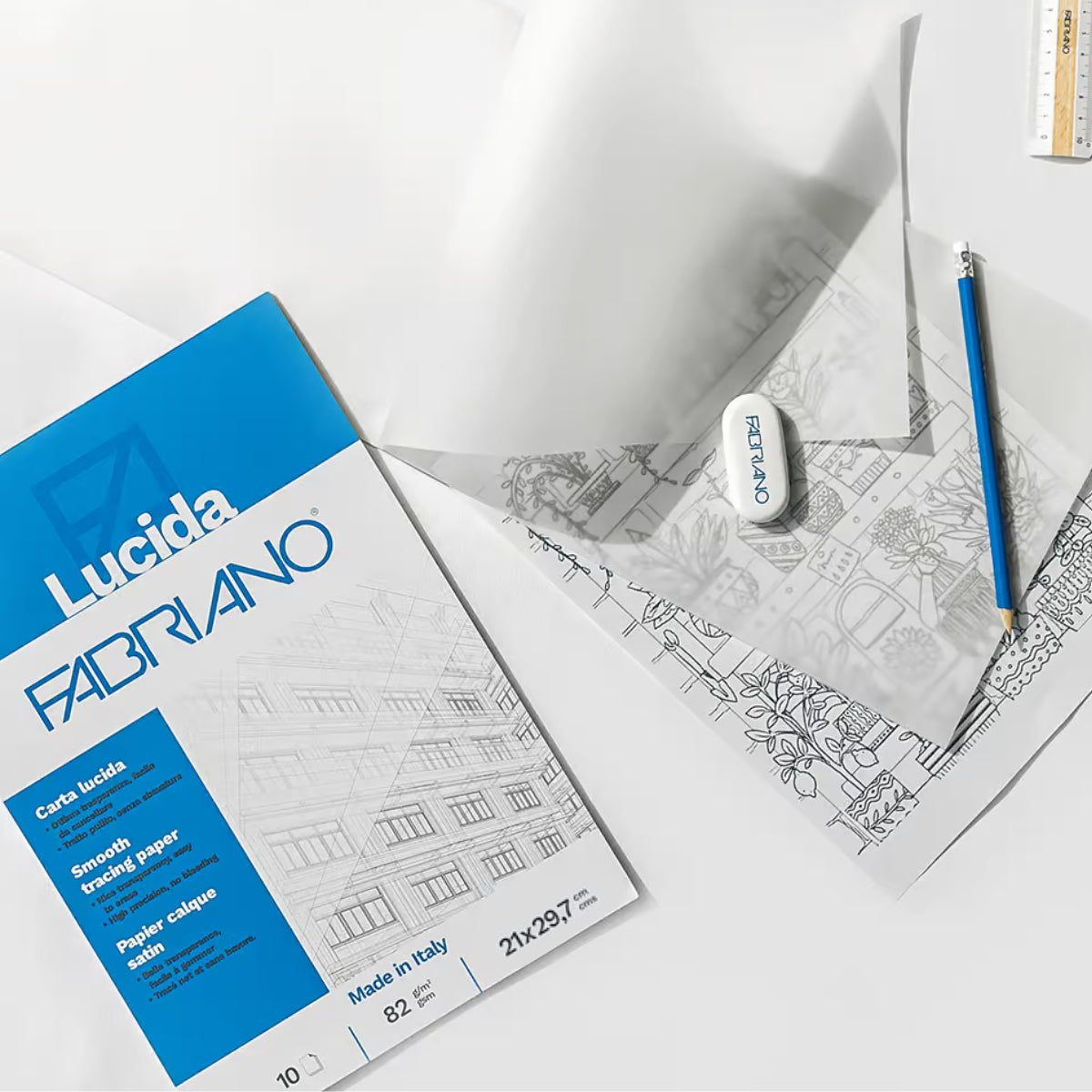 Bloco de Papel Vegetal Fabriano A4 Carta Lúcida 82g/m² com 10 Folhas - 19100659