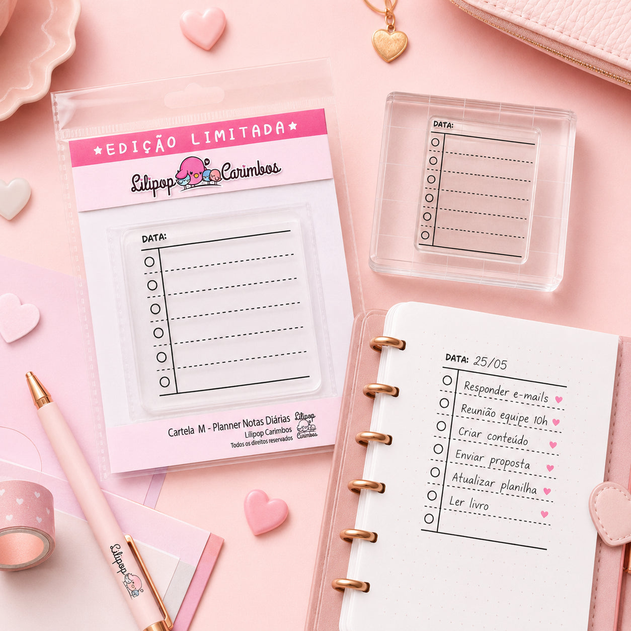 Kit Carimbos M Planner Notas Diárias Scrapbook - Lilipop