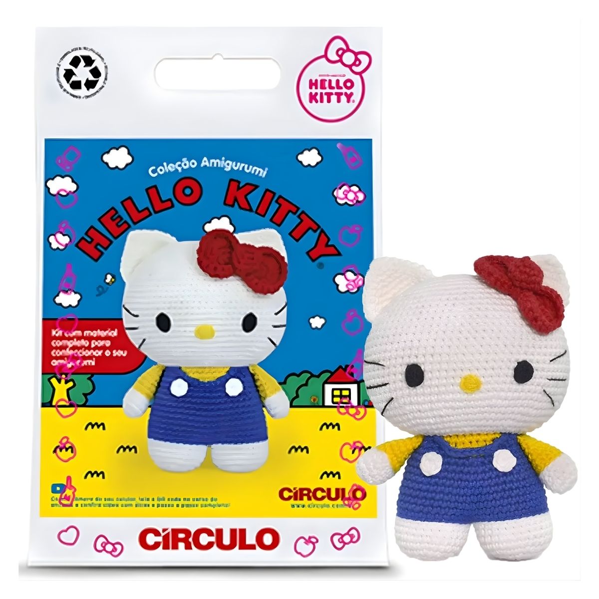 Kit Amigurumi Hello Kitty Jardineira Azul - Círculo