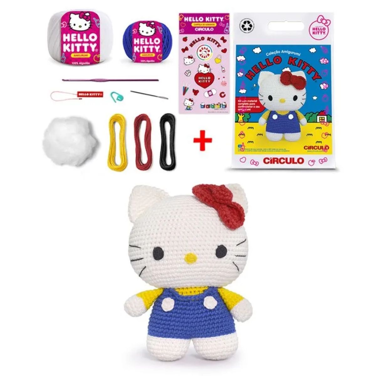 Kit Amigurumi Hello Kitty Jardineira Azul - Círculo