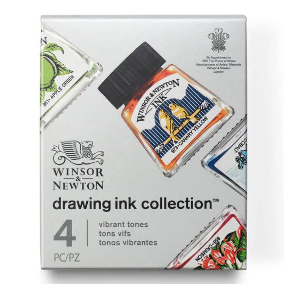 Kit Tinta Nankin para Desenho Collection Winsor & Newton 14ml com 4 Cores Vibrantes