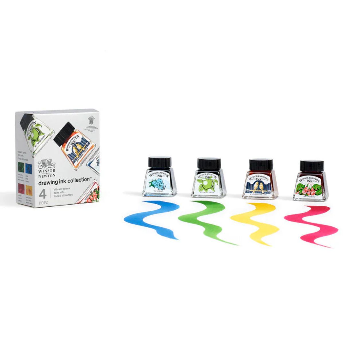 Kit Tinta Nankin para Desenho Collection Winsor & Newton 14ml com 4 Cores Vibrantes