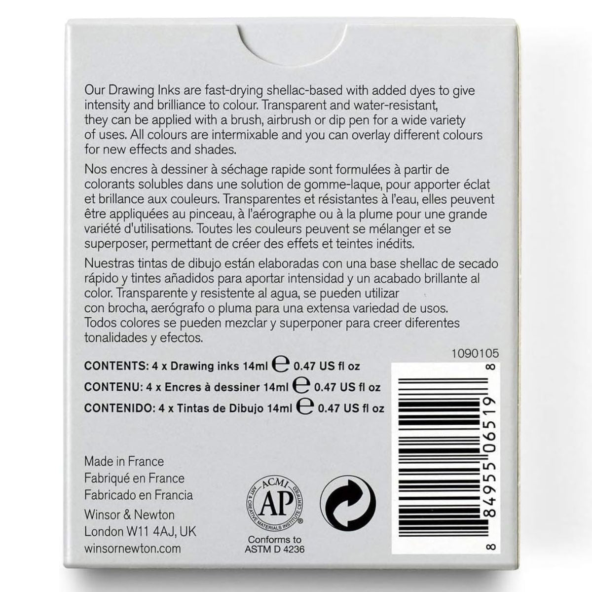 Kit Tinta Nankin para Desenho Collection Winsor & Newton 14ml com 4 Cores Vibrantes
