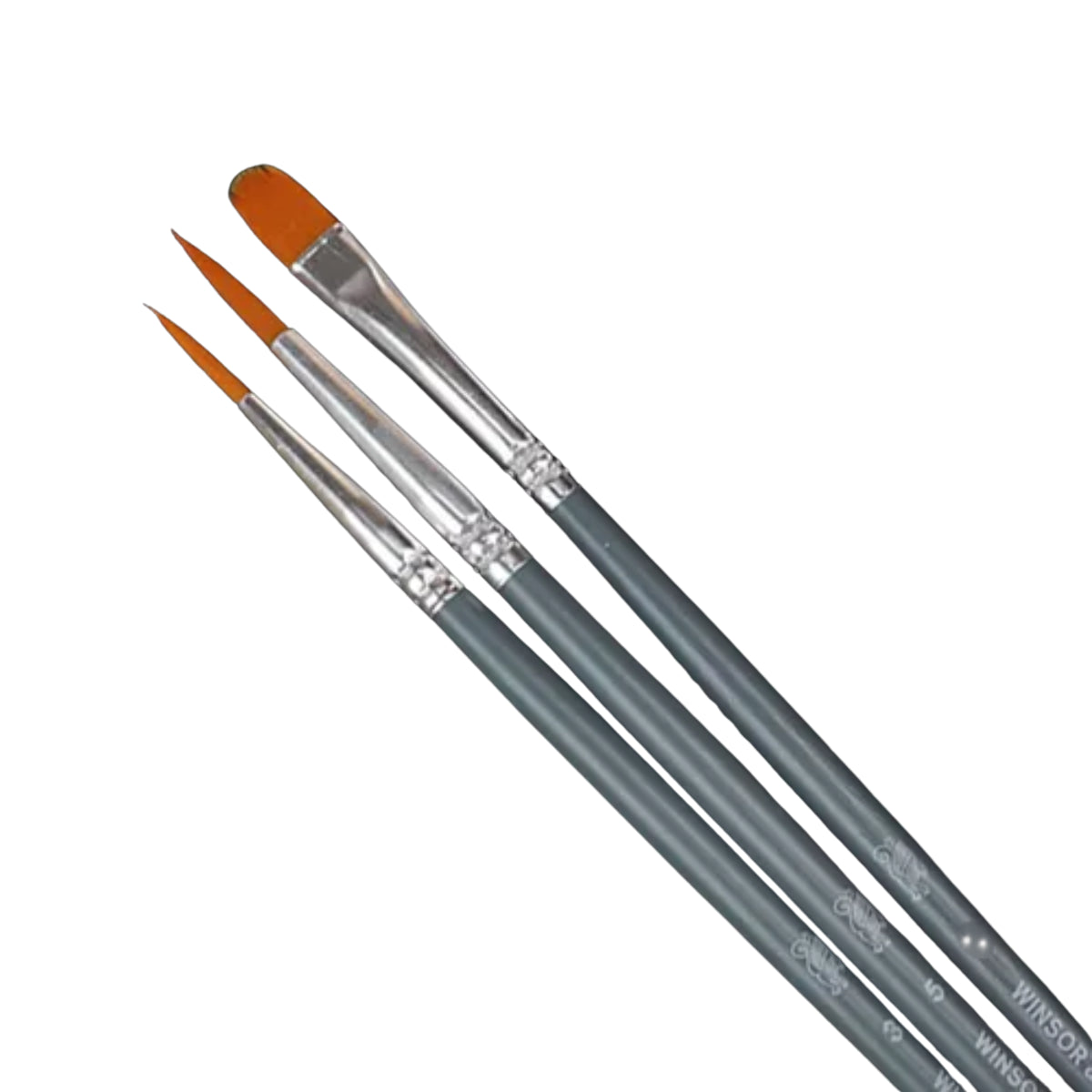Kit 3 Pinceis Winsor & Newton Foundation para Aquarela Cerda Curta Sintetico Dourado