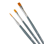 Kit 3 Pinceis Winsor & Newton Foundation para Aquarela Cerda Curta Sintetico Dourado