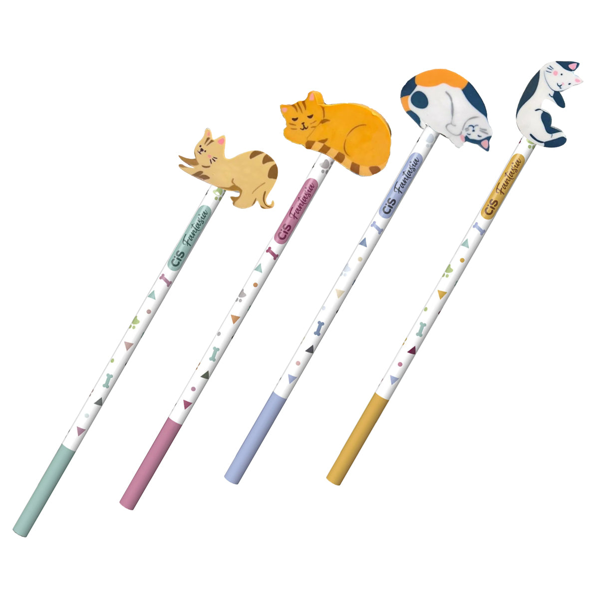 Lapis de Grafite Fantasia Gatos Hb com Borracha - Sortidas - Cis