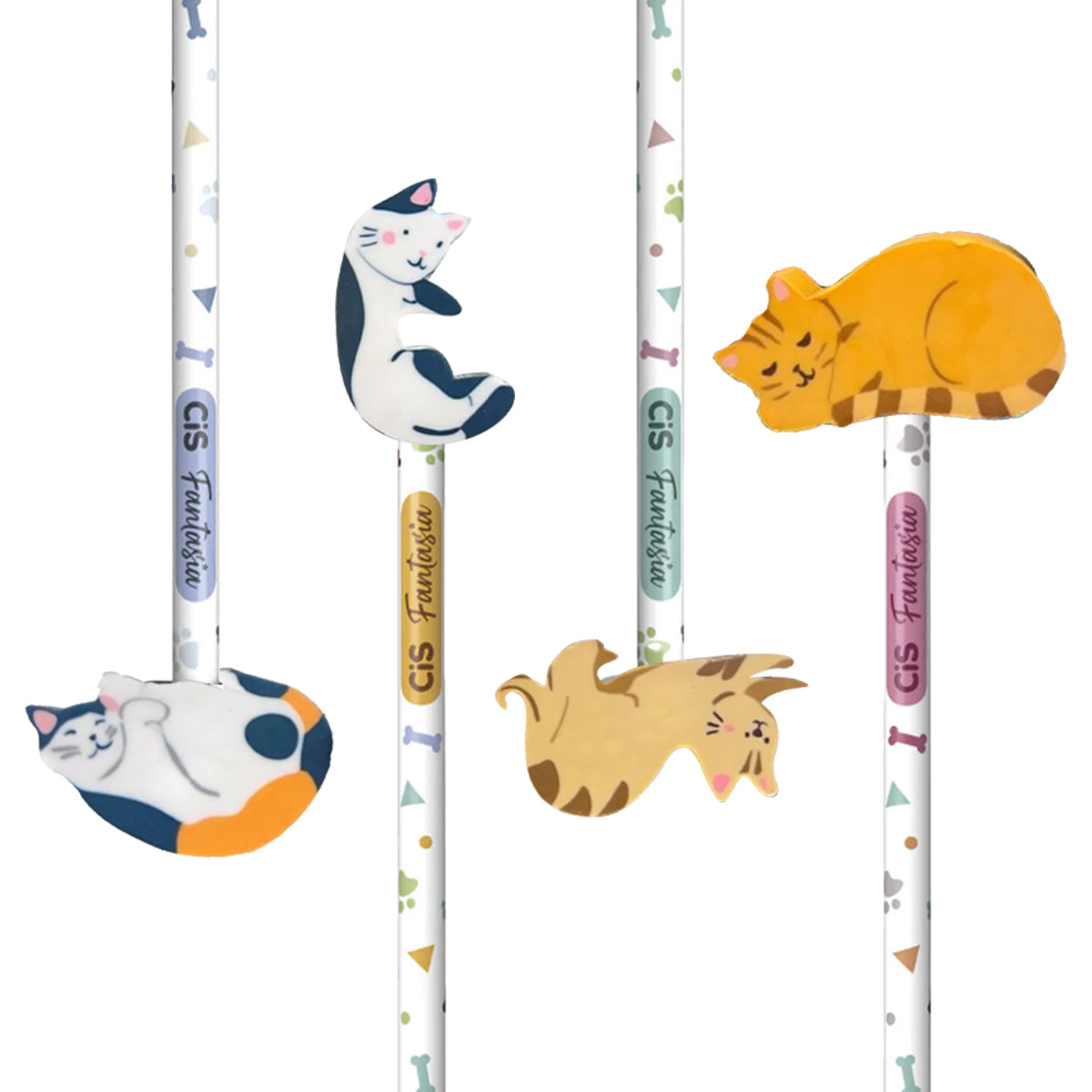 Lapis de Grafite Fantasia Gatos Hb com Borracha - Sortidas - Cis