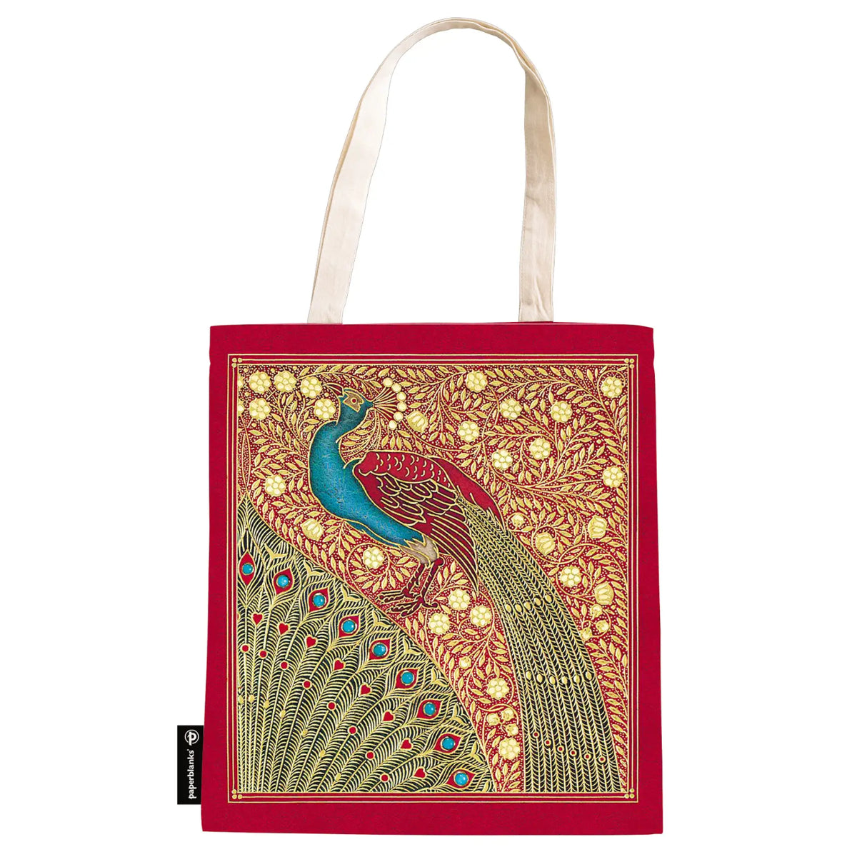 Ecobag Paperblanks Hafiz?s Peacocks 38x38cm em Algodão com Bolso Interno - Pa9941-3