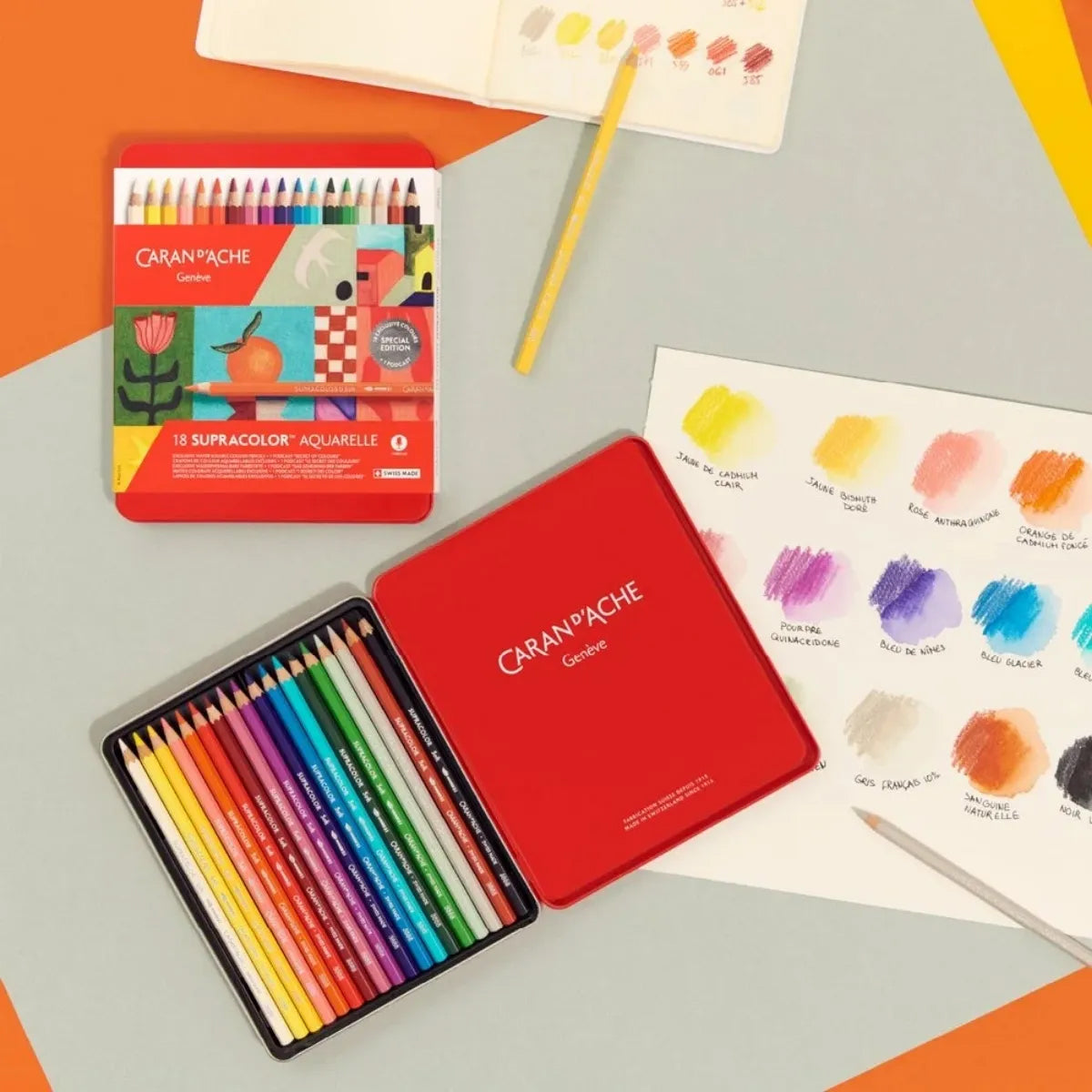 Lápis de Cor Caran D'ache Supracolor com 18 Cores Edição Limitada