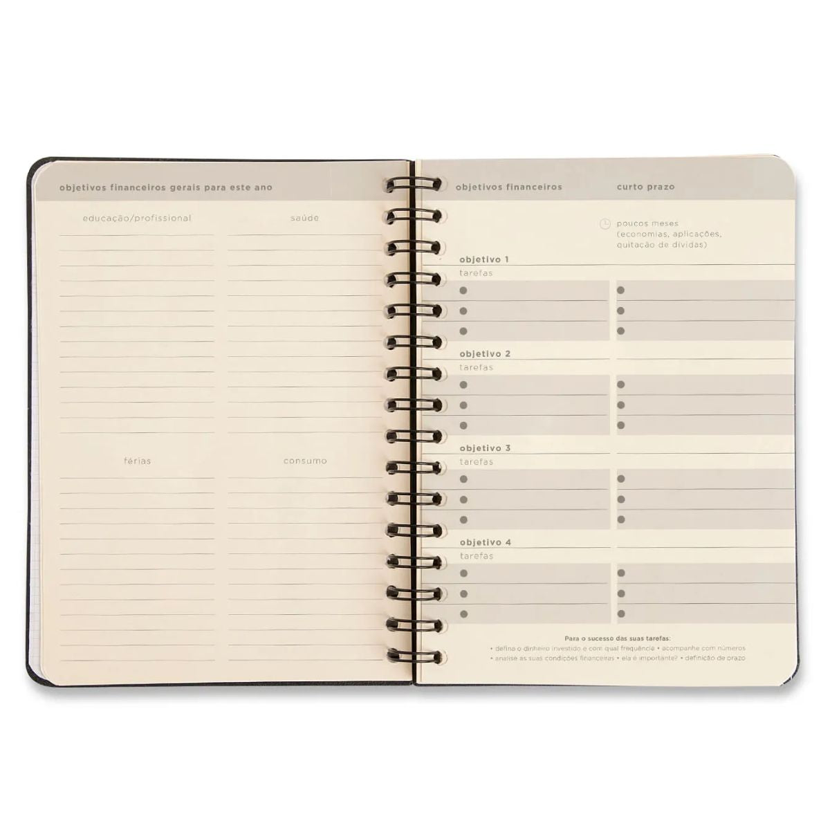 Planner Permanente Wire-o Cicero A5 14,8x21cm Financeiro Lagoa Passeio dos Cisnes 64 Folhas