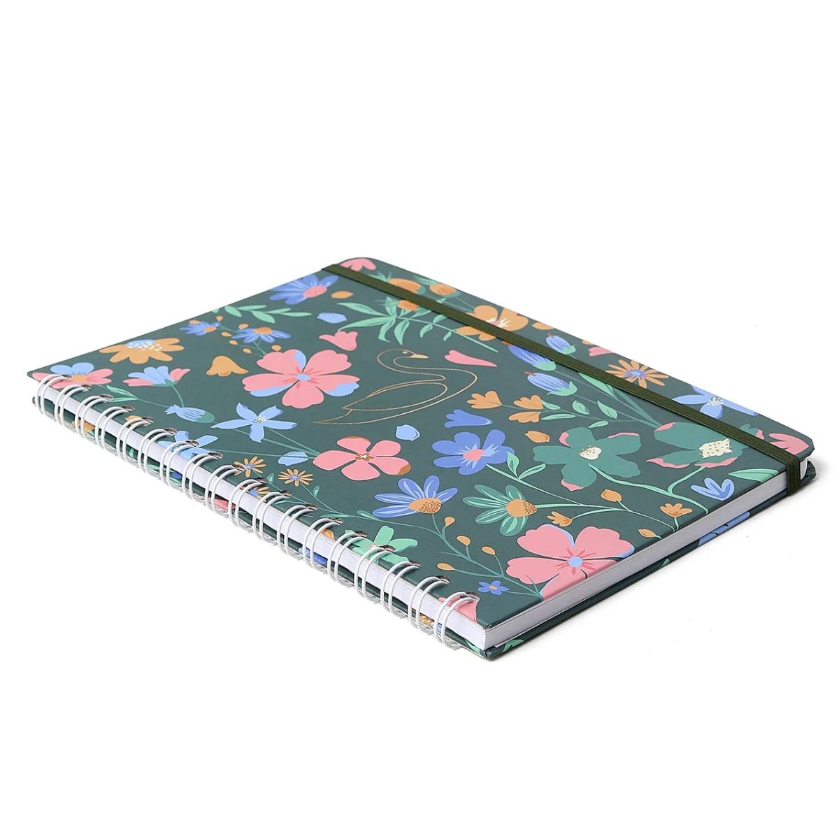 Caderno Colegial Espiral Cicero 17x24cm 80 Folhas Pautado - Lagoa Cisne Floral Verde Cicero