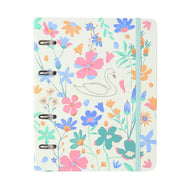 Caderno Criativo Argolado Cicero Office Duo A5 80 Folhas Pautado e Pontado - Lagoa Cisne Floral Off White Cicero