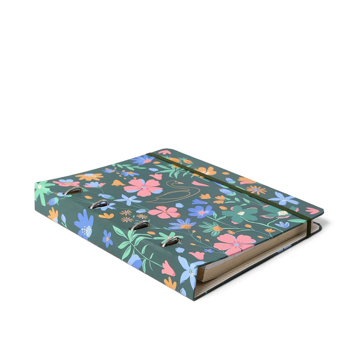 Caderno Criativo Argolado Cicero 17x24cm 90 Folhas Lagoa Cisne Floral Verde