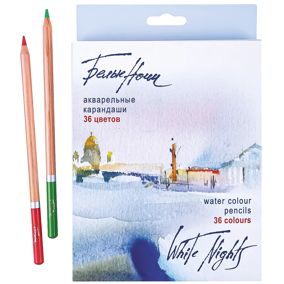 Estojo de Lápis de Cor Nebskaya Palitra Aquarelável White Nights com 36 Cores