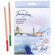 Estojo de Lápis de Cor Nebskaya Palitra Aquarelável White Nights com 36 Cores