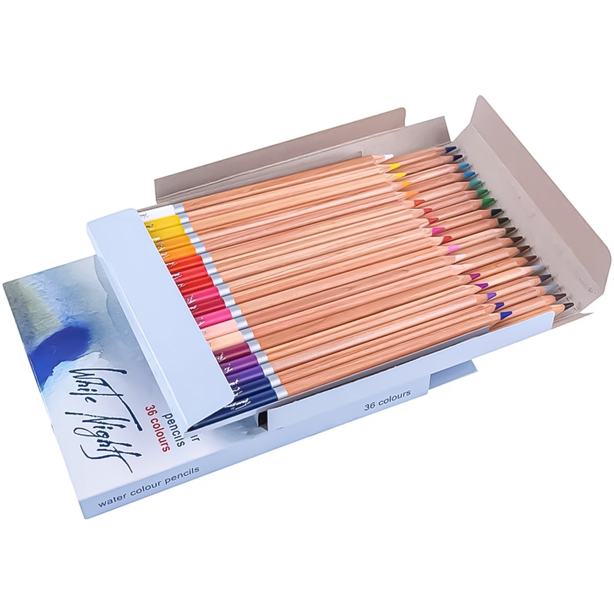 Estojo de Lápis de Cor Nebskaya Palitra Aquarelável White Nights com 36 Cores