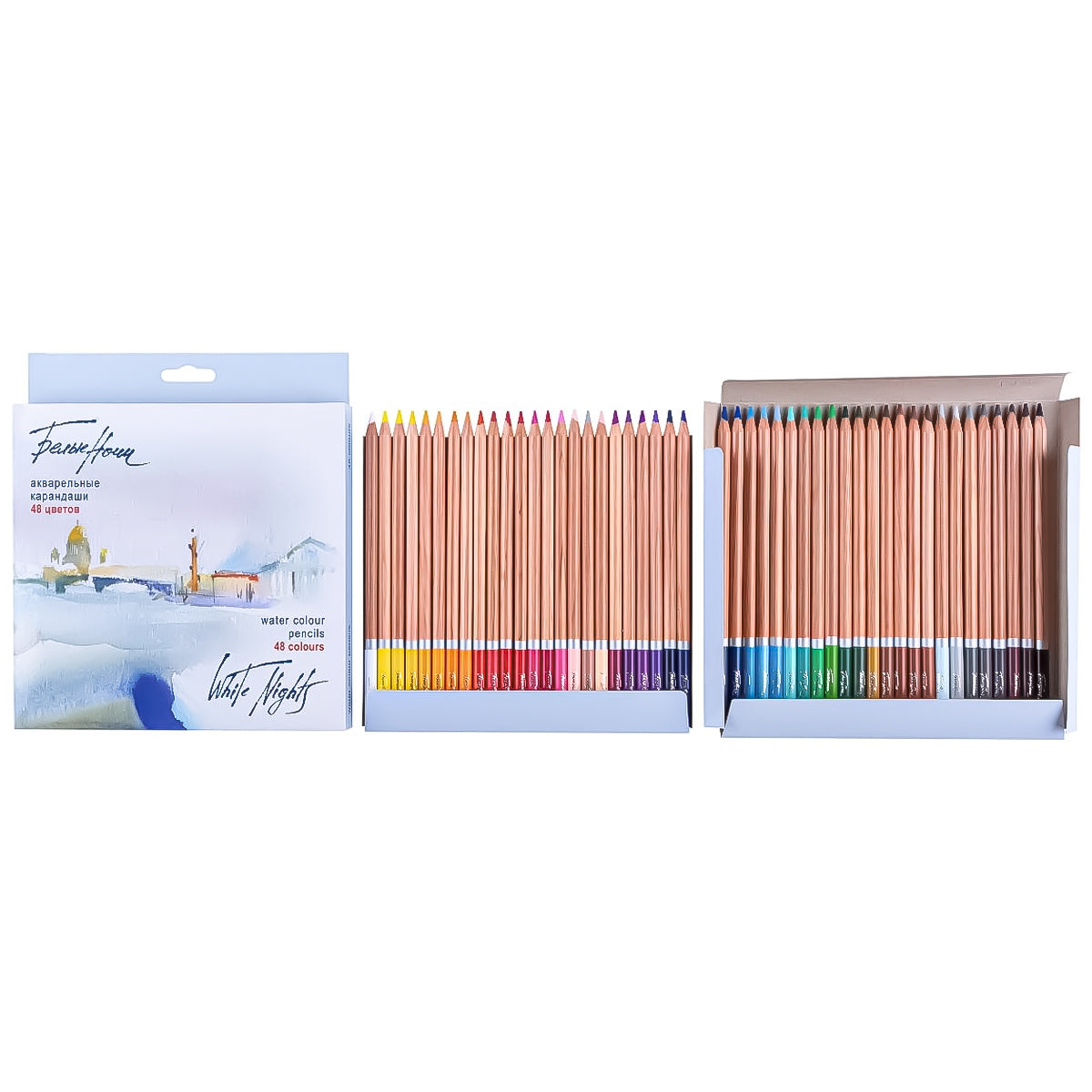 Estojo de Lápis de Cor Nebskaya Palitra Aquarelável White Nights com 48 Cores