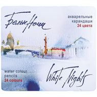 Estojo Lata de Lápis de Cor Nevskaya Palitra Aquarela White Nights Pastilha com 24 Cores