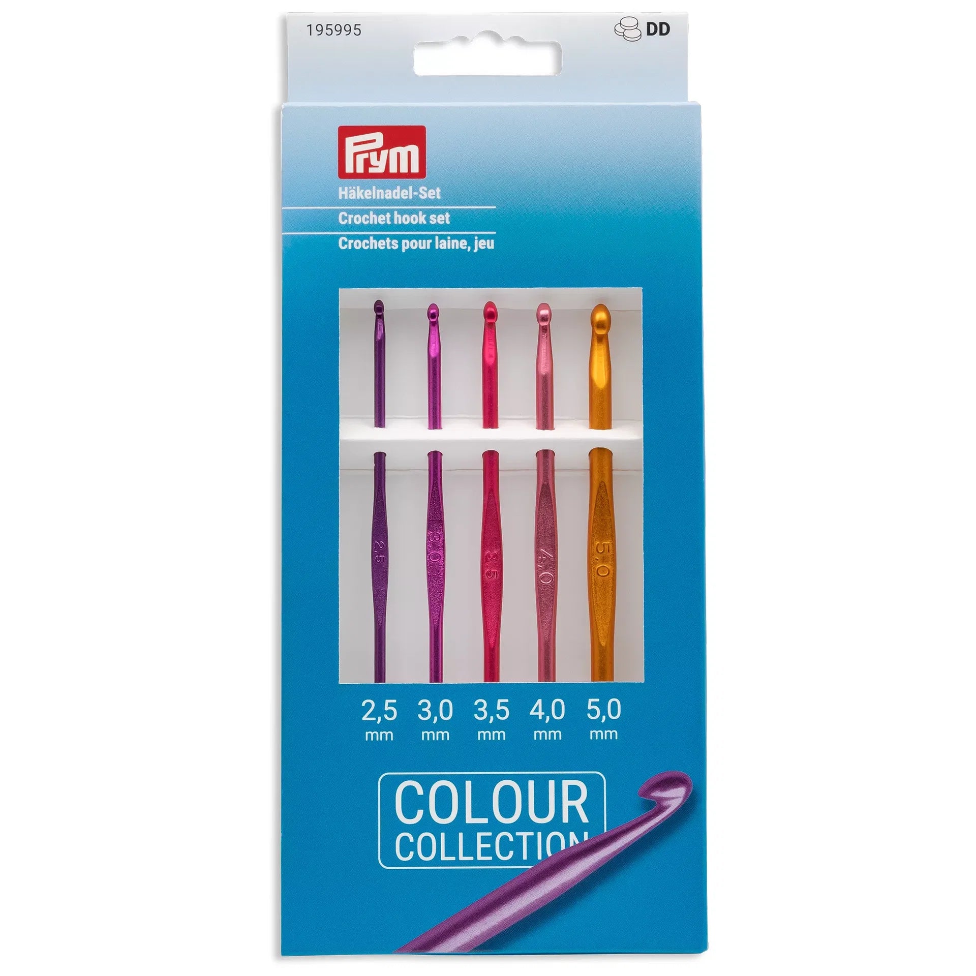 Kit com 5 Agulhas de Alumínio para Crochê 2,5 a 5mm - Prym
