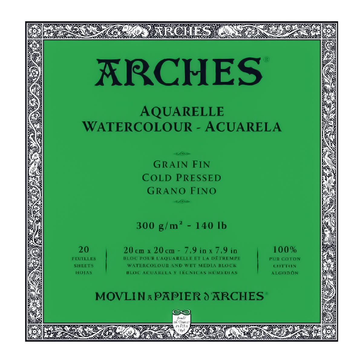 Bloco Aquarela Arches 300 g/m² Grao Fino